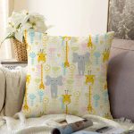 - Sonil-K1377-Gorsel - Realhomes  Sevimli Orman Hayvanları Desenli Dijital Baskılı Özel Tasarım Modern Raşel Kadife Yastık Kırlent Kılıfı Realhomes