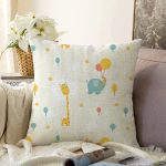 Fil Ve Zürafa Desenli Dijital Baskılı Özel Tasarım Modern Raşel Kadife Yastık Kırlent Kılıfı Realhomes