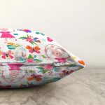 - Seamless background with a hare. - Realhomes İp Atlayan Tavşan Ve Kelebek Desenli Dijital Baskılı Özel Tasarım Modern Raşel Kadife Yastık Kırlent Kılıfı Realhomes