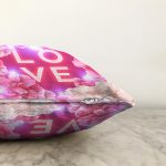 Love Yazılı Gül Desenli Dijital Baskılı Dekoratif Modern Raşel Kadife Yastık Kırlent Kılıfı Realhomes