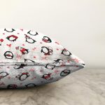 - Print - Realhomes  Sevimli Penguen Motifli Dijital Baskılı Özel Tasarım Modern Raşel Kadife Yastık Kırlent Kılıfı Realhomes