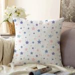 - Print - Realhomes Rengarenk Yıldız Desenli Dijital Baskılı Özel Tasarım Modern Şönil Yastık Kırlent Kılıfı Realhomes