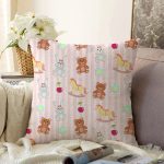 - полосфонбесшов - Realhomes  Sevimli Ayıcık Ve Tavşan Motifli Dijital Baskılı Özel Tasarım Modern Raşel Kadife Yastık Kırlent Kılıfı Realhomes