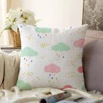 - clouds1 - Realhomes  Renkli Bulut Motifli Dijital Baskılı Özel Tasarım Modern Raşel Kadife Yastık Kırlent Kılıfı Realhomes