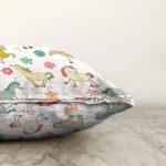 Rengarenk Sevimli At Desenli Dijital Baskılı Özel Tasarım Modern Raşel Kadife Yastık Kırlent Kılıfı Realhomes