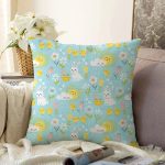 - Sonil-K1399-Gorsel - Realhomes Tavşan Bulut Ve Güneş Desenli Dijital Baskılı Özel Tasarım Modern Raşel Kadife Yastık Kırlent Kılıfı Realhomes