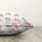 Gri Ve Pembe Fil Desenli Dijital Baskılı Özel Tasarım Modern Raşel Kadife Yastık Kırlent Kılıfı Realhomes