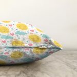 - Print - Realhomes  Uyuyan Güneş Motifli Dijital Baskılı Özel Tasarım Modern Raşel Kadife Yastık Kırlent Kılıfı Realhomes