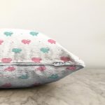 Pembe Mavi Fil Motifli Dijital Baskılı Özel Tasarım Modern Raşel Kadife Yastık Kırlent Kılıfı Realhomes