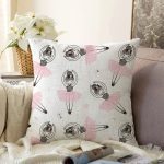 Sevimli Balerin Desenli Dijital Baskılı Özel Tasarım Modern Raşel Kadife Yastık Kırlent Kılıfı Realhomes