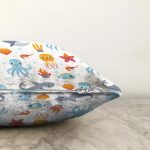 - Cartoon sea animals pattern - Realhomes  Deniz Canlıları Motifli Dijital Baskılı Özel Tasarım Modern Raşel Kadife Yastık Kırlent Kılıfı Realhomes