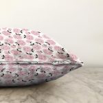 Pembe Gülümseyen Elmalar Motifli Dijital Baskılı Özel Tasarım Modern Raşel Kadife Yastık Kırlent Kılıfı Realhomes