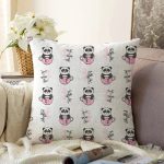- Sonil-K1422-Gorsel - Realhomes  Pembe Bardak İçinde Panda Motifli Dijital Baskılı Özel Tasarım Modern Raşel Kadife Yastık Kırlent Kılıfı Realhomes
