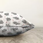 Gri Fil Desenli Dijital Baskılı Özel Tasarım Modern Raşel Kadife Yastık Kırlent Kılıfı Realhomes