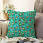 - Basic RGB - Realhomes Maymun Ve Muz Desenli Dijital Baskılı Özel Tasarım Modern Raşel Kadife Yastık Kırlent Kılıfı Realhomes