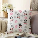 - Sonil-K1428-Gorsel - Realhomes Pembe Balerin Panda Desenli Dijital Baskılı Özel Tasarım Modern Raşel Kadife Yastık Kırlent Kılıfı Realhomes