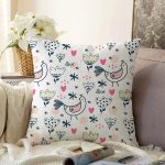 Sevimli Tavuk Desenli Dijital Baskılı Özel Tasarım Modern Raşel Kadife Yastık Kırlent Kılıfı Realhomes
