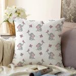 - Sonil-K1432-Gorsel - Realhomes Fil Ve Kelebek Desenli Dijital Baskılı Özel Tasarım Modern Raşel Kadife Yastık Kırlent Kılıfı Realhomes