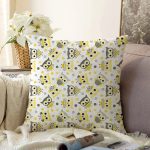 - Cute animal seamless pattern with cartoon owls in yellow and gre - Realhomes Baykuş Desenli Çocuk Odası Temalı Dijital Baskılı Özel Tasarım Modern Raşel Kadife Yastık Kırlent Kılıfı Realhomes