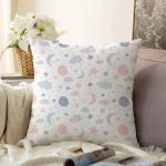 - template 1 - Realhomes Gökyüzü Desenli Çocuk Odası Temalı Dijital Baskılı Özel Tasarım Modern Raşel Kadife Yastık Kırlent Kılıfı Realhomes