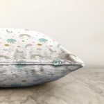 Mavi Bulut Ve Gökkuşağı Dijital Baskılı Özel Tasarım Modern Raşel Kadife Yastık Kırlent Kılıfı Realhomes