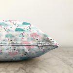 - Print - Realhomes Mavi Pembe Yağmur Bulutları Desenli Dijital Baskılı Özel Tasarım Modern Raşel Kadife Yastık Kırlent Kılıfı Realhomes