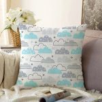 - Print - Realhomes Gökyüzü Ve Bulutlar Temalı Dijital Baskılı Özel Tasarım Modern Şönil Yastık Kırlent Kılıfı Realhomes