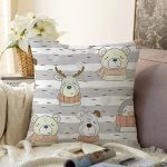 - Печать - Realhomes  Atkılı Sevimli Hayvanlar Temalı Dijital Baskılı Özel Tasarım Modern Raşel Kadife Yastık Kırlent Kılıfı Realhomes