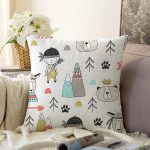 Vahşi Orman Temalı Dijital Baskılı Özel Tasarım Modern Raşel Kadife Yastık Kırlent Kılıfı Realhomes