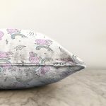 - Печать - Realhomes  Pembe Koyunlar Ve Gökkuşağı Desenli Dijital Baskılı Özel Tasarım Modern Raşel Kadife Yastık Kırlent Kılıfı Realhomes