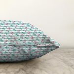 - Print - Realhomes Çizgili Zeminde Renkli Kurdele Motifli Dijital Baskılı Özel Tasarım Modern Raşel Kadife Yastık Kırlent Kılıfı Realhomes