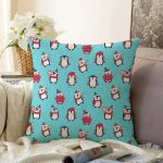 - все пингвины - Realhomes  Atkı Ve Bereli Penguen Temalı Dijital Baskılı Özel Tasarım Modern Raşel Kadife Yastık Kırlent Kılıfı Realhomes
