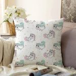 - Sonil-K1482-Gorsel - Realhomes  Sevimli Unicorn Desenli Dijital Baskılı Özel Tasarım Modern Raşel Kadife Yastık Kırlent Kılıfı Realhomes