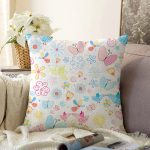 Kelebek Ve Kuş Desenli Dijital Baskılı Özel Tasarım Modern Raşel Kadife Yastık Kırlent Kılıfı Realhomes
