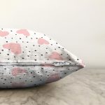 - Sonil-K1488-Gorsel-2 - Realhomes  Puanlı Zeminde Pembe Kalpler Dijital Baskılı Özel Tasarım Modern Raşel Kadife Yastık Kırlent Kılıfı Realhomes