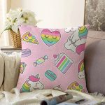 Unicorn Pasta Ve Kalp Desenli Dijital Baskılı Özel Tasarım Modern Raşel Kadife Yastık Kırlent Kılıfı Realhomes