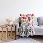 - Basic RGB - Realhomes  Rengarenk Fil Desenli Dijital Baskılı Özel Tasarım Modern Raşel Kadife Yastık Kırlent Kılıfı Realhomes