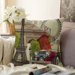 Klasik Araba Paris Desenli Dijital Baskılı Dekoratif Modern Raşel Kadife Yastık Kırlent Kılıfı Realhomes