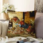 Osmanlı Kapalı Çarşı Yorgancı Motifli Dijital Baskılı Dekoratif Modern Raşel Kadife Yastık Kırlent Kılıfı Realhomes