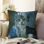 - Sonil-K1520-Gorsel - Realhomes Kedi Desenli Dijital Baskılı Dekoratif Modern Raşel Kadife Yastık Kırlent Kılıfı Realhomes