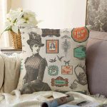 Vintage Kadın Portre Dijital Baskılı Dekoratif Modern Raşel Kadife Yastık Kırlent Kılıfı Realhomes