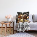 - Sonil-K1536-Gorsel-1 - Realhomes Karlı Ev Manzarası Dijital Baskılı Dekoratif Modern Şönil Yastık Kırlent Kılıfı Realhomes