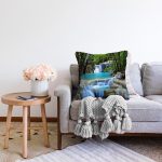 Şelale Manzaralı Tasarım Dijital Baskılı Dekoratif Modern Raşel Kadife Yastık Kırlent Kılıfı Realhomes