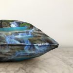 Şelale Manzaralı Tasarım Dijital Baskılı Dekoratif Modern Raşel Kadife Yastık Kırlent Kılıfı Realhomes