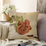 - Sonil-K1553-Gorsel - Realhomes Mektup Ve Gül Motifli Dijital Baskılı Dekoratif Modern Raşel Kadife Yastık Kırlent Kılıfı Realhomes