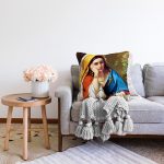 Osmanlı Desenli Kadın Dijital Baskılı Dekoratif Modern Raşel Kadife Yastık Kırlent Kılıfı Realhomes