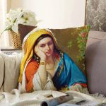 Osmanlı Desenli Kadın Dijital Baskılı Dekoratif Modern Raşel Kadife Yastık Kırlent Kılıfı Realhomes