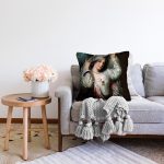 Osmanlı Temalı Kadın Portresi Dijital Baskılı Dekoratif Modern Raşel Kadife Yastık Kırlent Kılıfı Realhomes