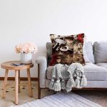 - Vintage collage - Realhomes  Kağıt Üzerinde Çiçek Ve Anahtar Desenli Dijital Baskılı Dekoratif Modern Raşel Kadife Yastık Kırlent Kılıfı Realhomes