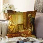 - Sonil-K1578-Gorsel - Realhomes Osmanlı Desenli Yağlı Boya Dijital Baskılı Dekoratif Modern Raşel Kadife Yastık Kırlent Kılıfı Realhomes